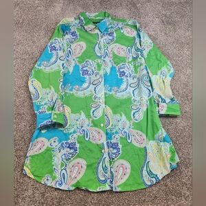 Lauren Ralph Lauren Sleep Shirt Dress Womens Large Paisley Floral Night Gown